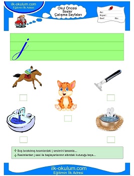 Çocuklar İçin J Sesi Çalışma Sayfaları 